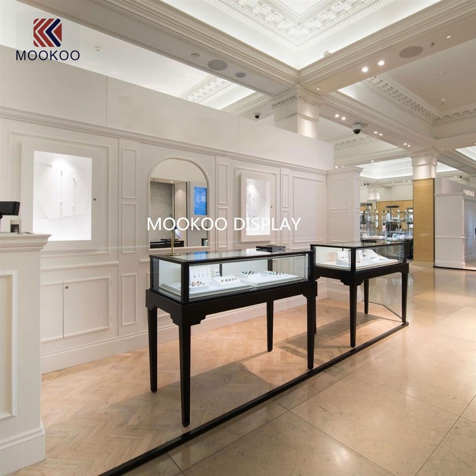 ElysianPedestal: Artisan - Carved Timber & Ultra - Clear Glass Jewelry Showcase factory