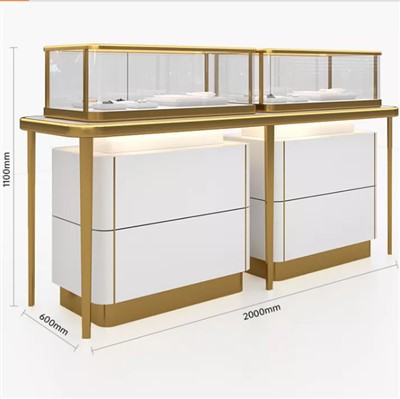 Athena's Gilded Haven kahetasandiline{0}}juveeliekraani konsool peidetud modulaarsete hoiusahtlitega