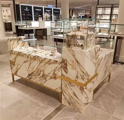 Tipptasemel marmorist ehtepoe väljapaneku korpused kohandatud klaasist ehete vitriinid