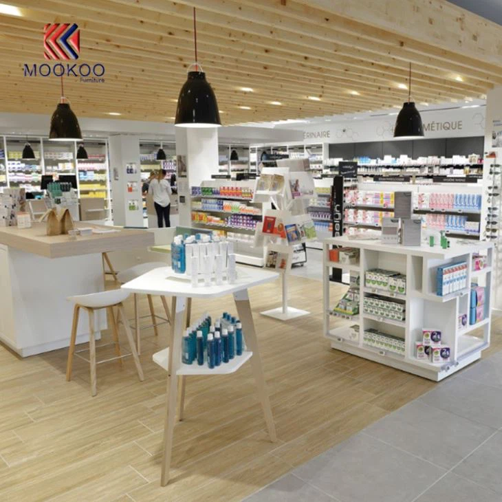 Wooden Pharmacy Flagship Shop Display Showcase